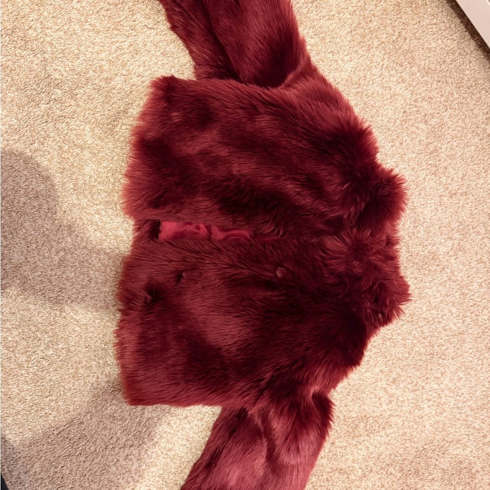 Janie and Jack Rich Red Faux Fur Cape